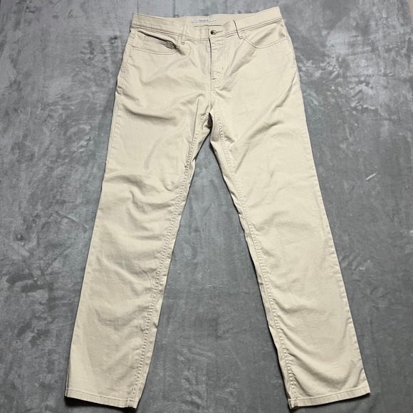 Perry Ellis Portfolio Mens 33x32 Beige Straight Leg Cotton Blend Casual Pants - Picture 1 of 8